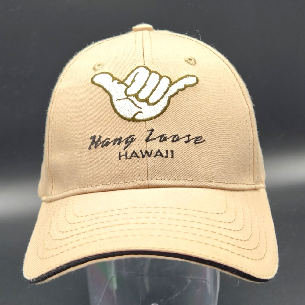 Cotton Surfware Cap Unisex One Size Tan Beige Hawaii Embroidered Hang Loose Cap